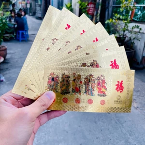 SỈ 100 TỜ Tiền Vàng Hình Ngũ Lộ Thần Tài - Ngũ Phúc 3D Lì Xì Quà Tặng Tết