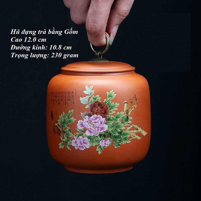 Hũ, Bình đựng trà bằng gốm tử sa 750ml (cỡ lớn, rất khít)