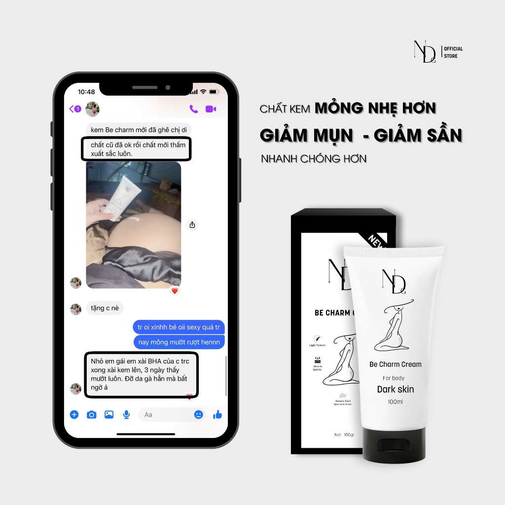 Kem Giảm Thâm Mông, Nách Và Thâm Body Be Charm Thương Hiệu ND 100ml