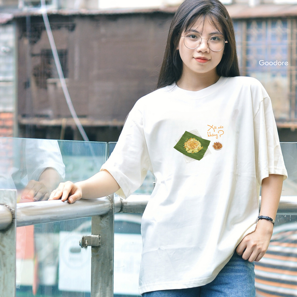 Áo thun Oversize cotton unisex nam nữ Goodore Xôi Xéo thoáng mát năng động thiết kế độc đáo