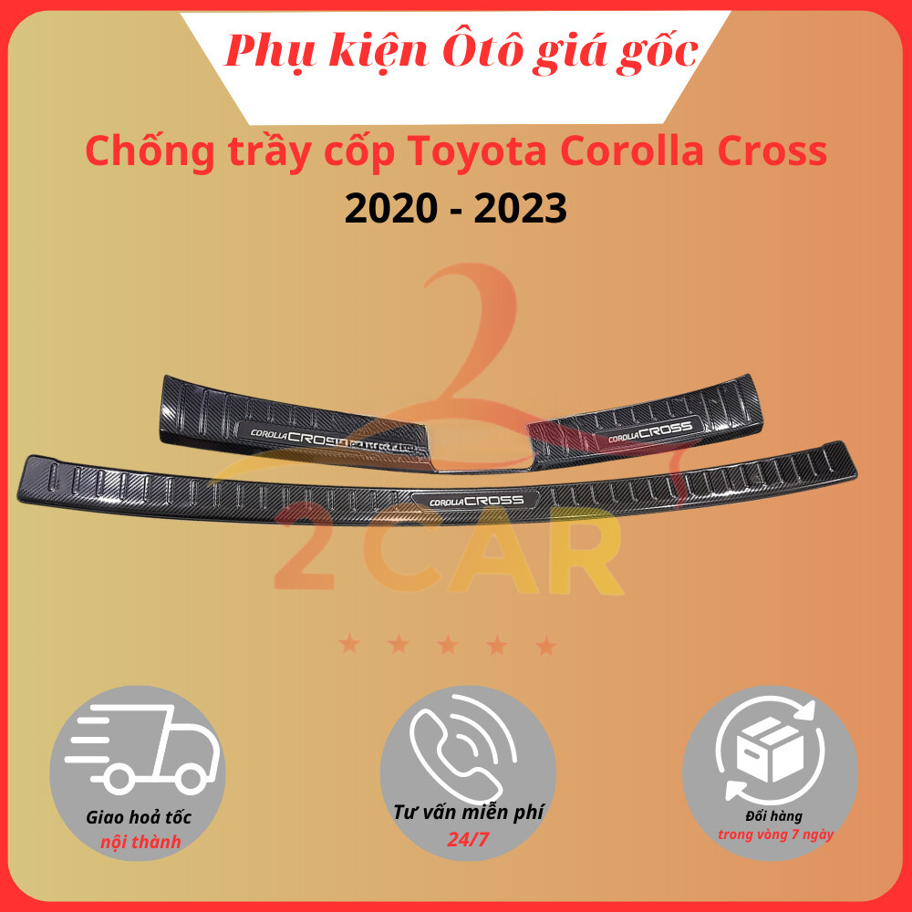 Ốp chống trầy cốp trong, ngoài xe Toyota Corolla Cross đời 2018 đến 2025 mẫu Vân Carbon cao cấp