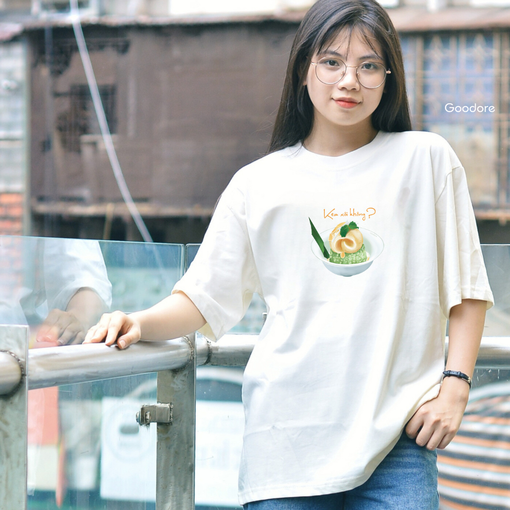 Áo thun Oversize cotton unisex nam nữ Goodore Kem Xôi thoáng mát năng động thiết kế độc đáo