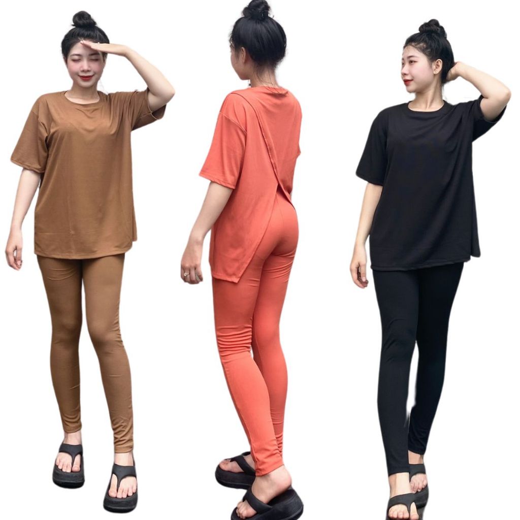 Đồ Bộ Nữ Bigsize ESHOP Quần Dài Legging Ôm Thun Gân Co Giãn Mặc Nhà Đi Chơi Ngủ Đẹp Dễ Thương DB08