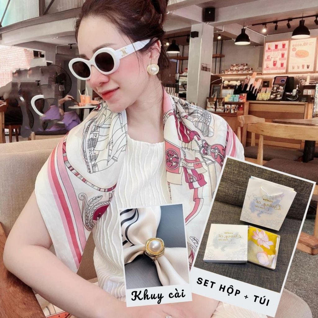 Quà Tặng Mẹ, Cô Giáo 20/10, 20/11, Bạn Gái, Bạn Thân với Khăn Lụa Tơ Cao Cấp Kèm Khuy Cài Khăn