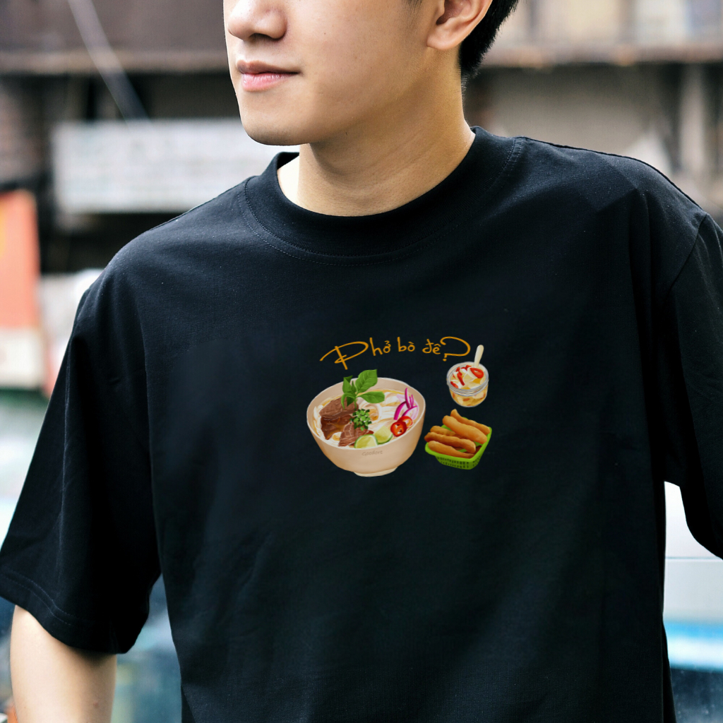 Áo thun Oversize cotton unisex nam nữ Goodore Phở Bò thoáng mát năng động thiết kế độc đáo