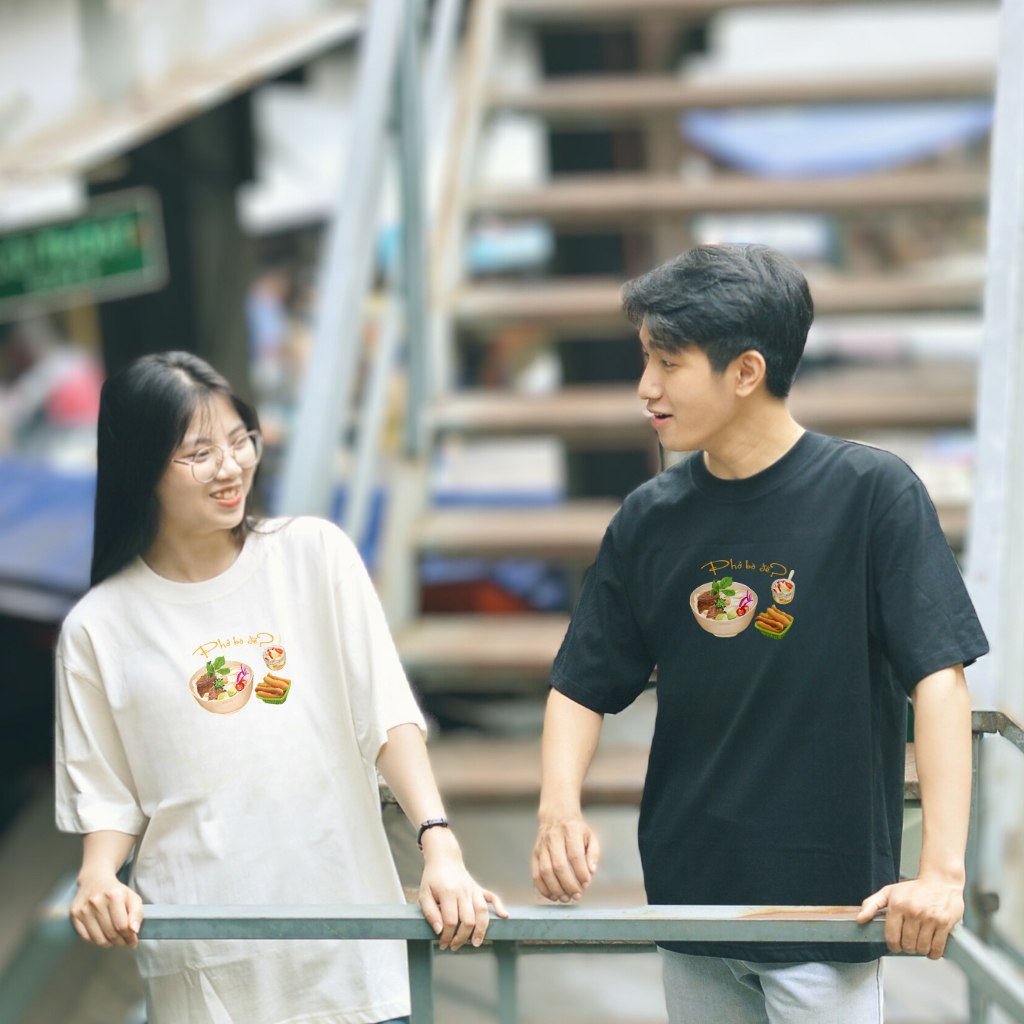 Áo thun Oversize cotton unisex nam nữ Goodore Phở Bò thoáng mát năng động thiết kế độc đáo