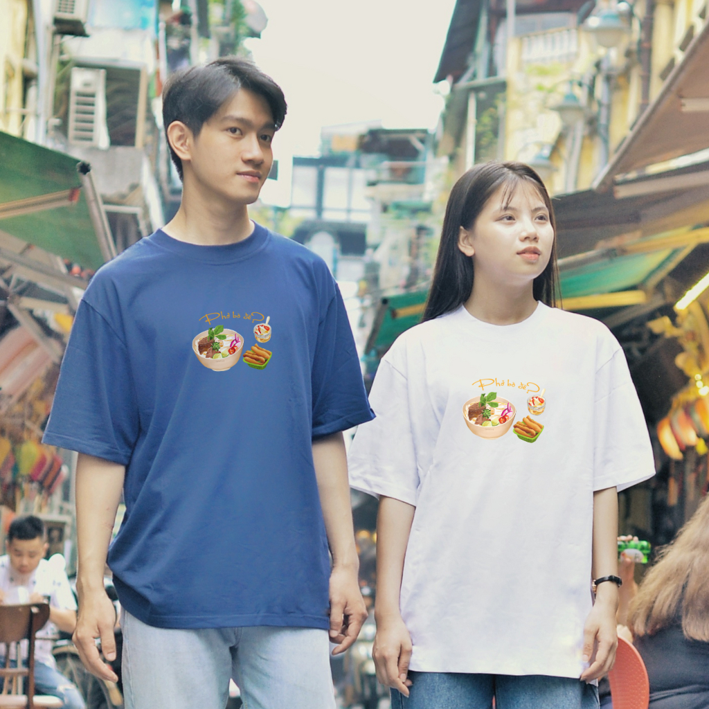 Áo thun Oversize cotton unisex nam nữ Goodore Phở Bò thoáng mát năng động thiết kế độc đáo