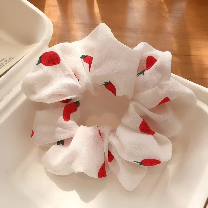 Cột Tóc Vải Scrunchies Họa Tiết Caro Vintage, Dây Buộc Tóc Scrunchies Cứng