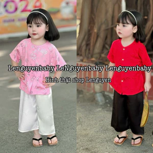 Bộ quần áo bà ba bé gái (7-20kg) sét đồ áo Gấm quần Lụa mềm mại