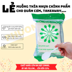 100 Muỗng nhựa cao cấp nhiều phân loại size 15 - dùng cho takeaway, cháo, súp, đồ ăn có nước lèo,...