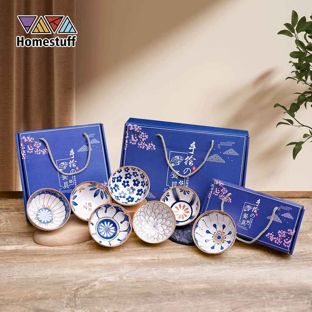 [COD]Bộ bát cao cấp họa tiết hoa xinh xắn / Giỏ đựng bát cao cấp / Bộ đồ ăn gốm sứ họa tiết hoa / Bộ bát gốm sứ Quà lưu