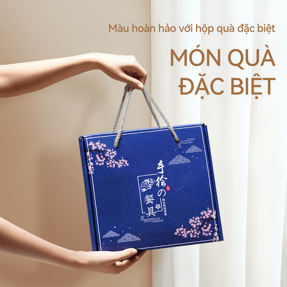 [COD]Bộ bát cao cấp họa tiết hoa xinh xắn / Giỏ đựng bát cao cấp / Bộ đồ ăn gốm sứ họa tiết hoa / Bộ bát gốm sứ Quà lưu