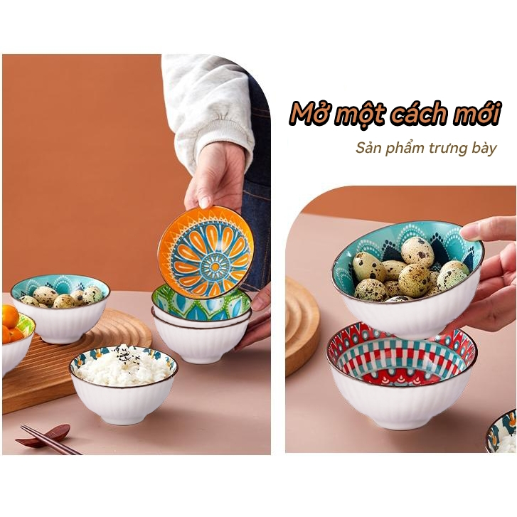 [COD]Bộ bát cao cấp Họa tiết đầy màu sắc / Quà tặng bát lưu niệm / Bộ bát phong cách cung điện / Bảo hành
