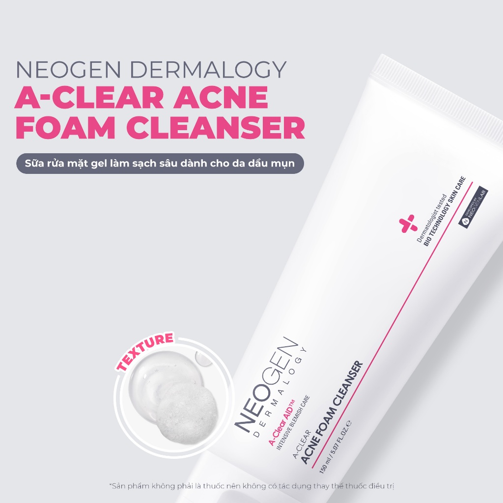 Ảnh Sữa Rửa Mặt Dạng Gel Làm Sạch Sâu Cho Da Dầu Mụn Neogen Dermalogy A-clear Acne Foam Cleanser (150ml) 2