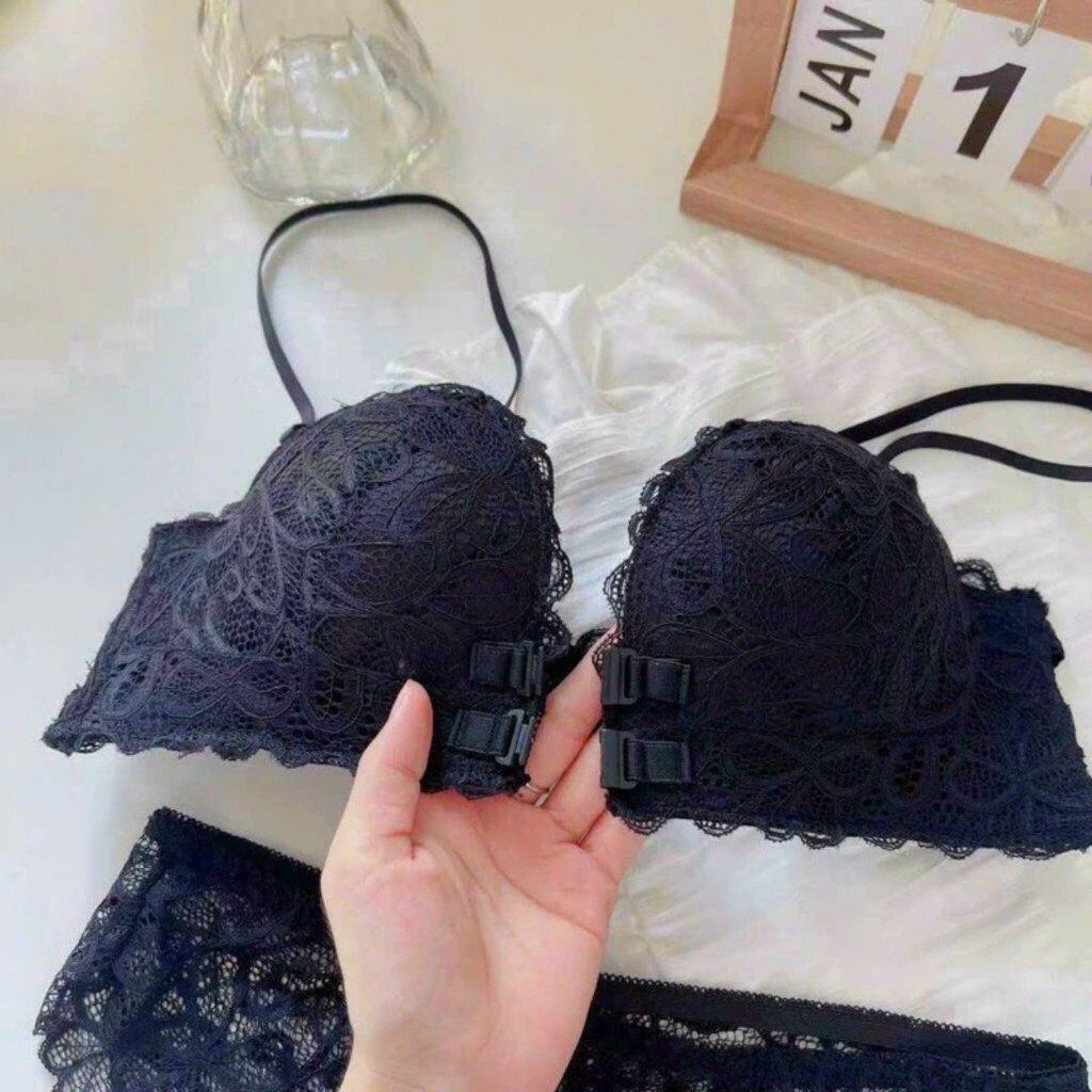 Áo lót cài trước, Áo lót nữ ren nâng ngực 2ph không gọng đệm bàn tay 0778