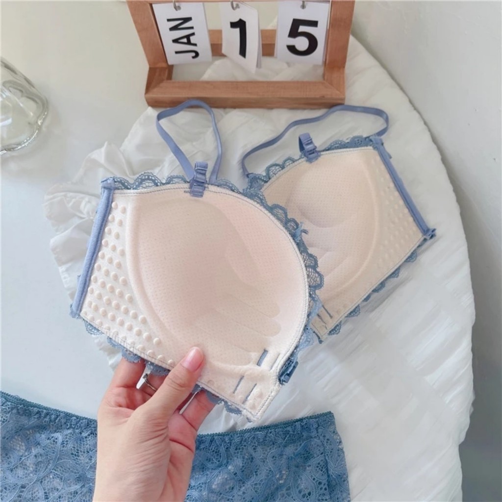 Áo lót cài trước, Áo lót nữ ren nâng ngực 2ph không gọng đệm bàn tay 0778