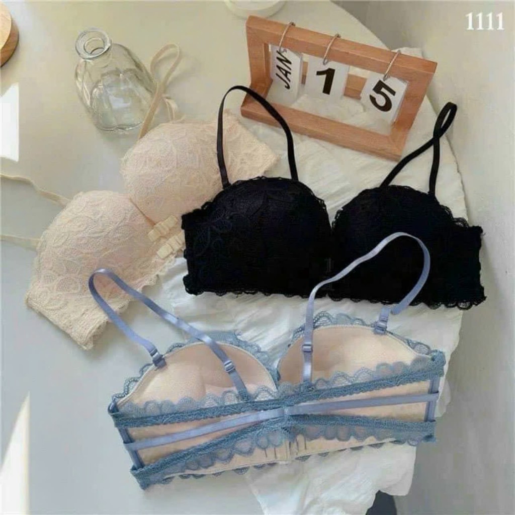 Áo lót cài trước, Áo lót nữ ren nâng ngực 2ph không gọng đệm bàn tay 0778