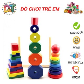 Đồ chơi xếp chồng, đồ chơi xếp cọc 3 màu sắc thông minh trí tuệ cho bé ( Tháp 3 cọc mã TZ-3 )