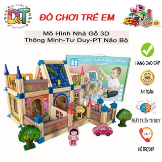 Đồ chơi lắp ráp ,Bộ đồ chơi lắp ghép nhà gỗ 3D giúp bé thông minh sáng tạo phát triển trí não ( Mô hình nhà gỗ 3d )