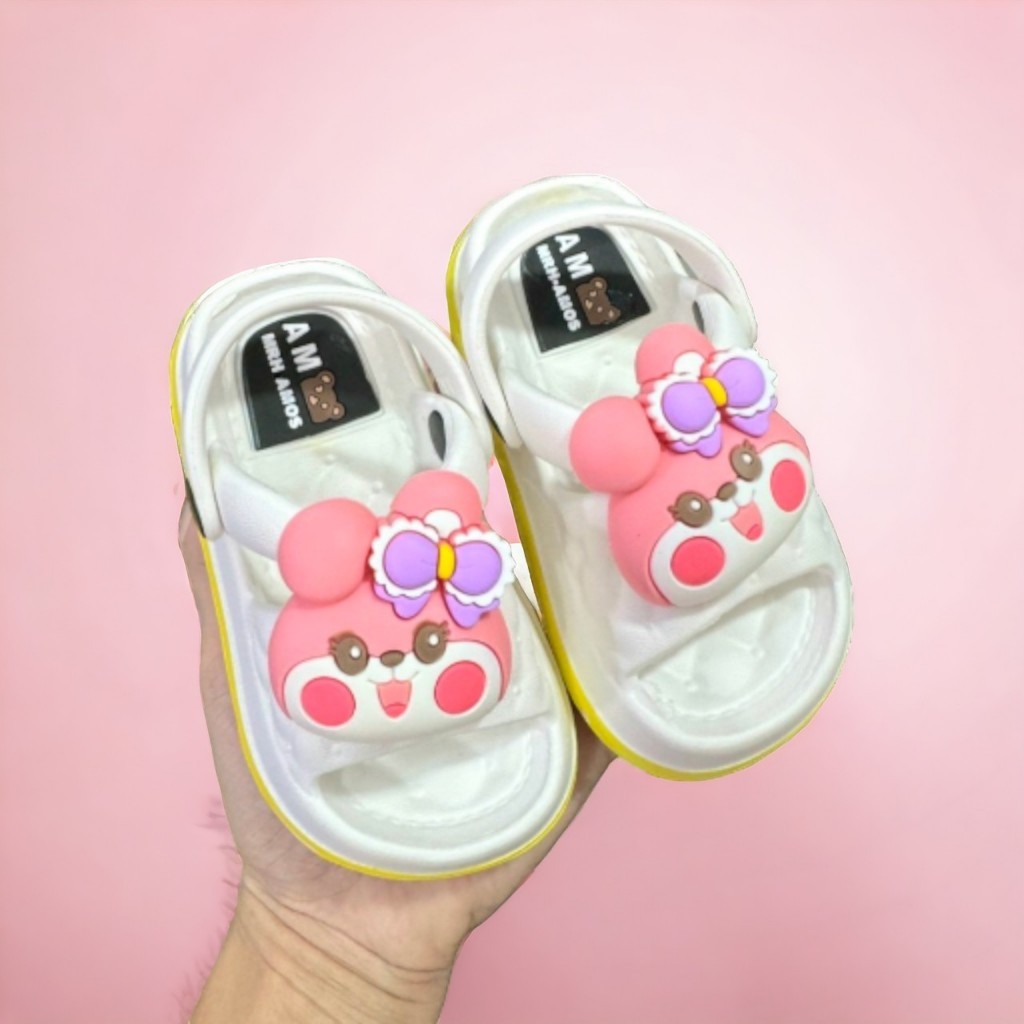 Dép bánh mì quai chéo đế màu siêu đẹp cho bé gái siêu nhẹ hình thỏ