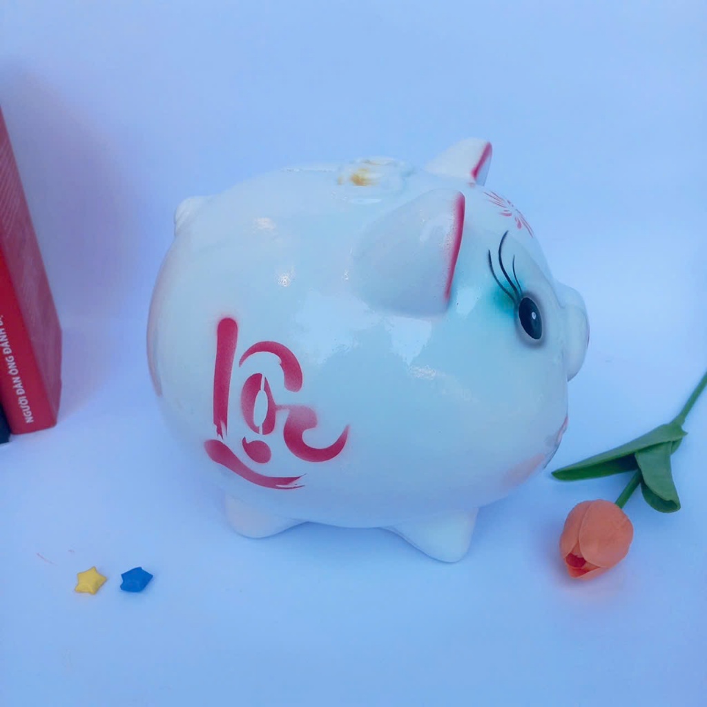 Lợn đất heo đất ống tiết kiệm size vừa cute đáng yêu-heodattintin