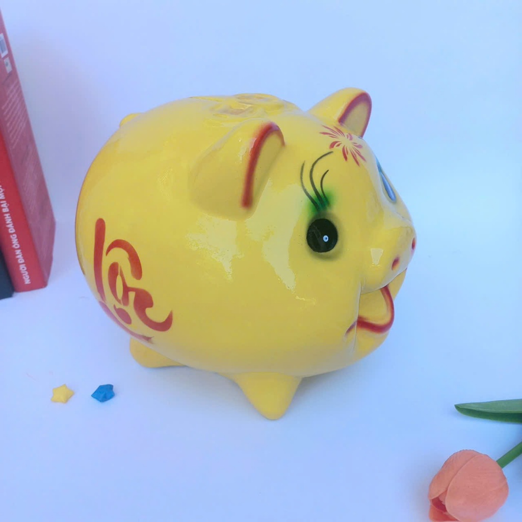 Lợn đất heo đất ống tiết kiệm size vừa cute đáng yêu-heodattintin