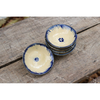 Chén Gốm Phết Xanh Size To 9.5cm -Chén Tép Làm Bánh Bèo - Nướng Trứng - Chén Chấm - Gốm Xưa Nam Bộ - Gốm Lái Thiêu
