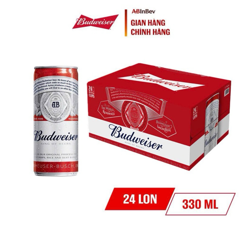 [Hoả Tốc Date 2026]Thùng 24 Lon Budweiser Chính Hãng (330ml/ lon