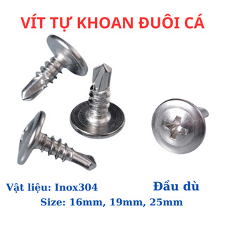 [Túi 20 Con] Vít Đuôi Cá Tự Khoan Đầu Dù INOX 304 - Vít Bắn Tôn, Sắt Size 16mm 19mm 25mm Không Gỉ Sét (Loại Tốt)