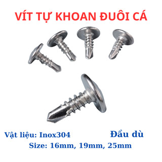 [Túi 20 Con] Vít Đuôi Cá Tự Khoan Đầu Dù INOX 304 - Vít Bắn Tôn, Sắt Size 16mm 19mm 25mm Không Gỉ Sét (Loại Tốt)