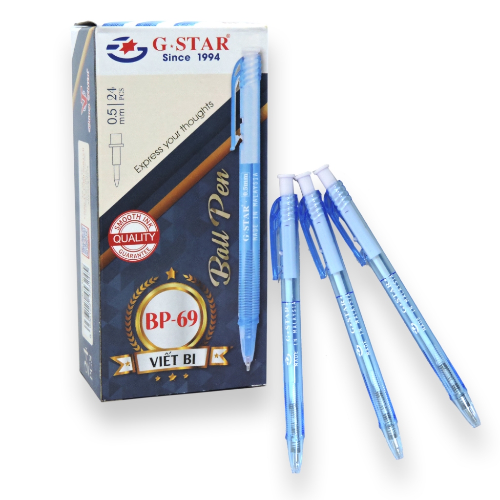 [BP-69] Hộp 24 Cây Bút Bi 0.5mm G-Star BP69 (Mực Xanh/Đỏ) Sản Xuất Tại ...