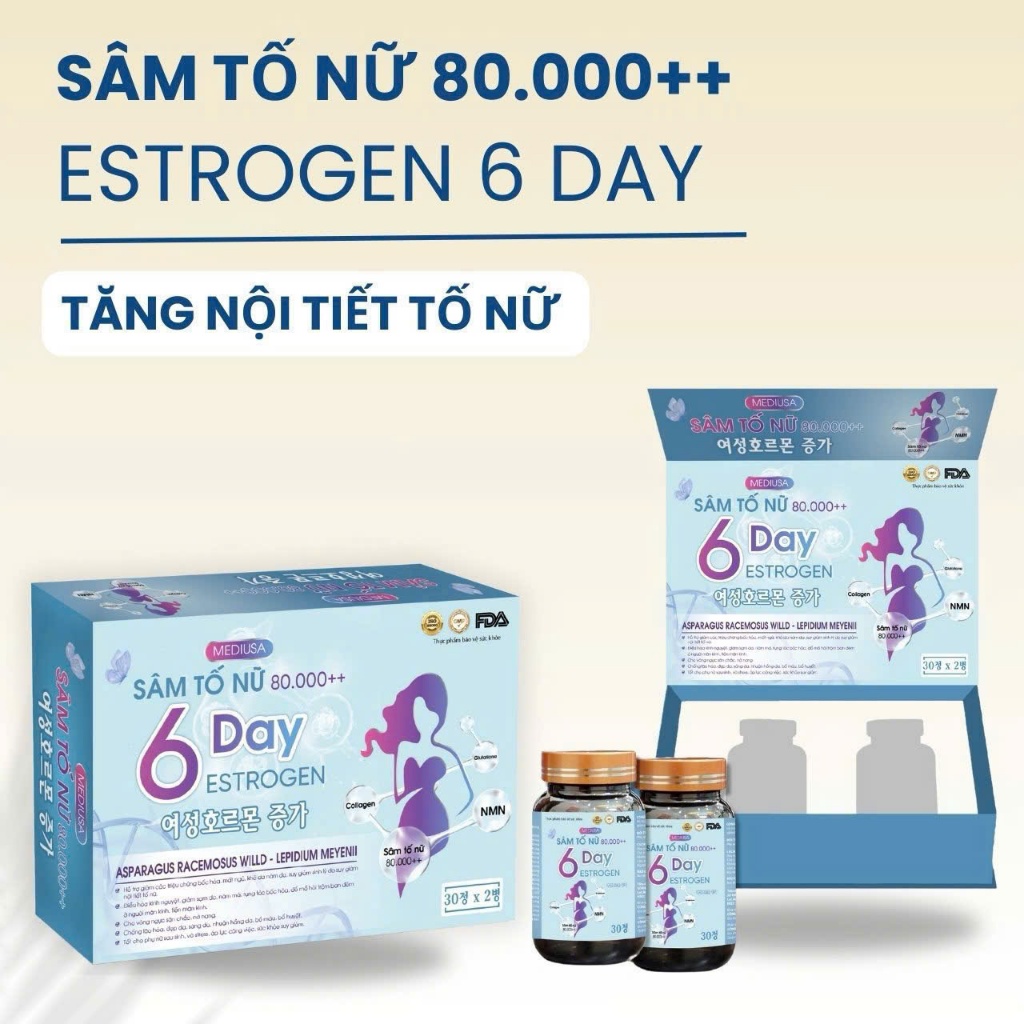 (MUA 1 TẶNG 1)2 HỘP Sâm Tố Nữ 80.000++ ESTROGEN 6 Day Cải thiện nội ...