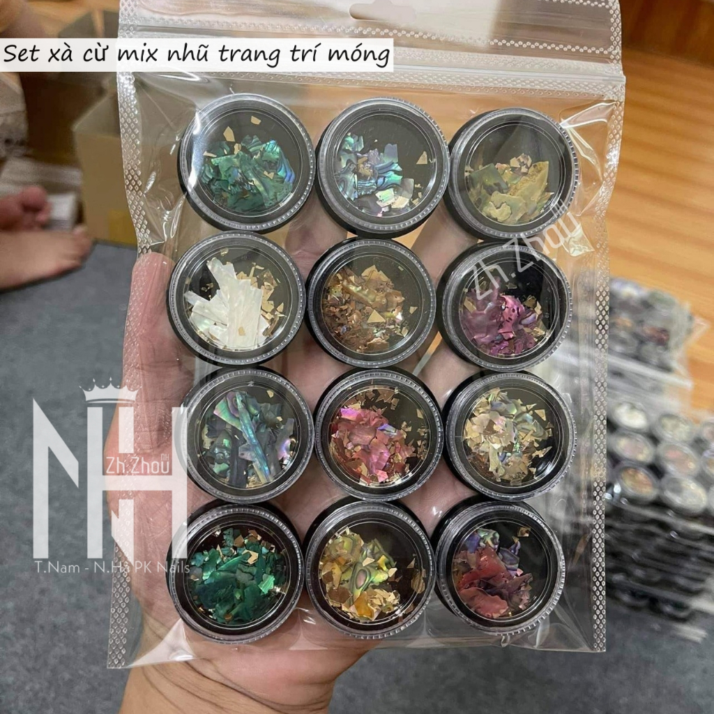 Set xà cừ hàn quốc siêu mỏng mix nhũ thuỷ tinh