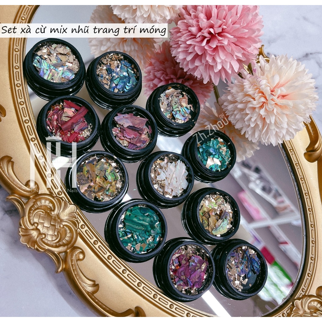 Set xà cừ hàn quốc siêu mỏng mix nhũ thuỷ tinh