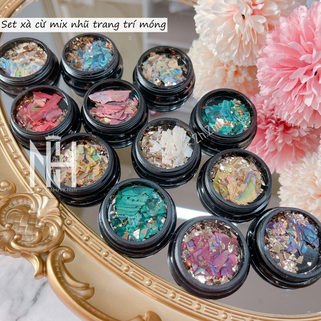 Set xà cừ hàn quốc siêu mỏng mix nhũ thuỷ tinh
