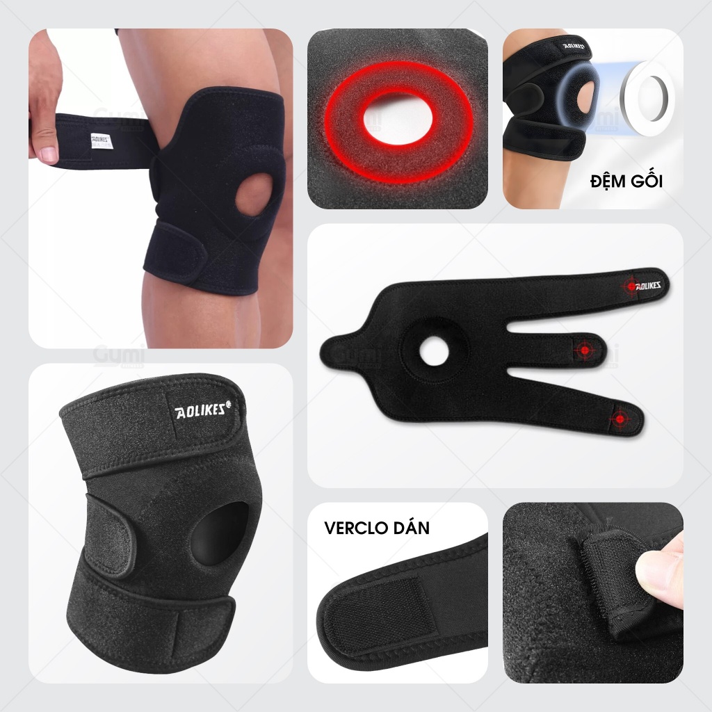Băng Bảo Vệ Đầu Gối Aolikes A-7616 - Đai Dán Gối Khi Tập Gym Tập Thể Thao Cao Cấp Chính Hãng - AL7616