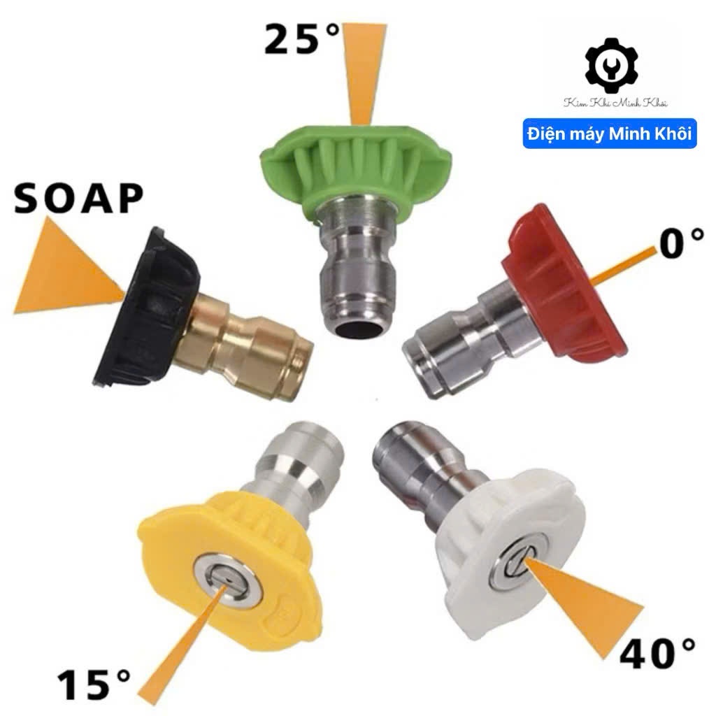 Bộ 4 béc máy rửa xe cao áp từ 0 - 40 độ lỗ 1.2MM 1.4MM 1.6MM 2MM| Đầu béc máy rửa xe áp lực cao | BigBuy360 - bigbuy360.vn