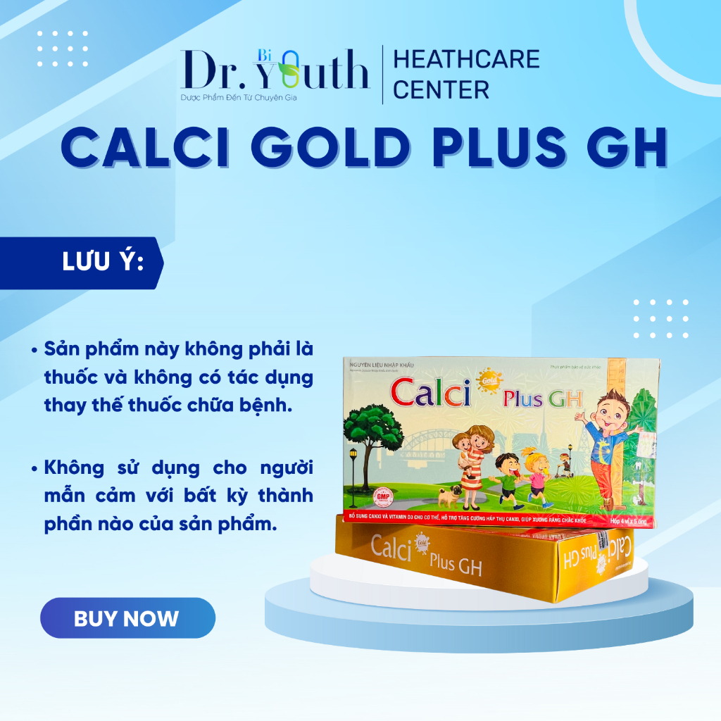 Ống HÀM LƯỢNG CAO Canxi GH Bổ Sung Cho Bé Vitamin D3 Tăng Cường Hấp Thụ Canxi Xương Răng Chắc Khỏe  Hộp 4 Vỉ x 5 Ống