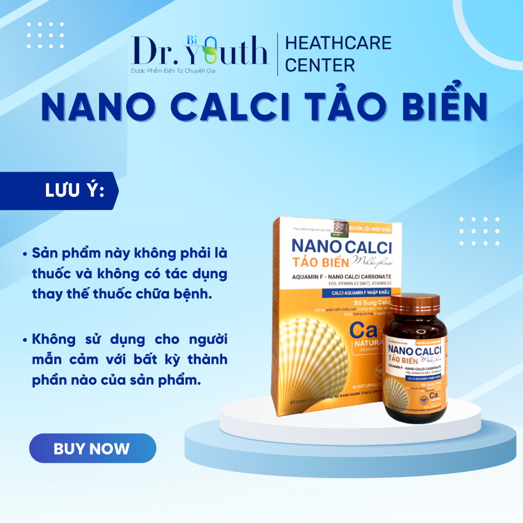 Viên uống Canxi Hữu cơ  Nano Tảo Biển Milk Plus Hỗ Trợ Phát Triển Chiều Cao Giảm Loãng Xương, không gây sỏi thận