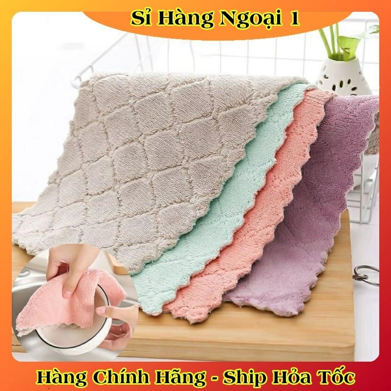 [1 chiếc] Khăn Lau Bếp 2 Mặt Đa Năng Dày Dặn Siêu Thấm - Lau Bát Đĩa, Bàn Ghế