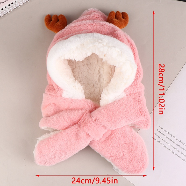 Mũ lông kèm khăn cho bé hình SỪNG HƯƠU và VỊT VÀNG cho bé trai bé gái 2-10 tuổi mesocshop