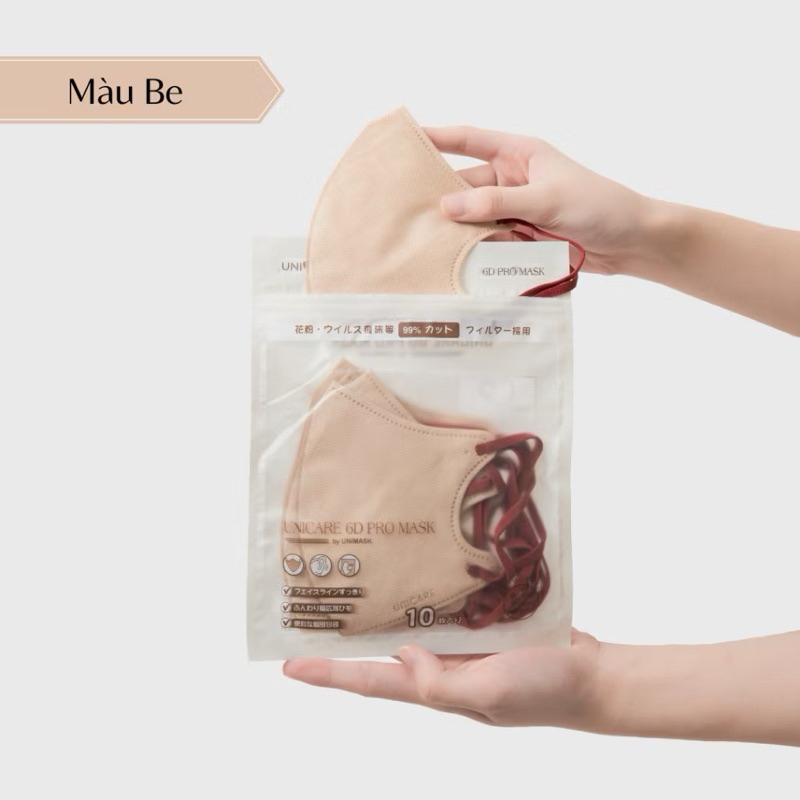UNICARE Combo 100 Chiếc Khẩu trang UNICARE 6D ProMask Kháng Khuẩn Quai Chun Mềm Mại ,không Đau Tai 3 Lớp Kháng Khuẩn