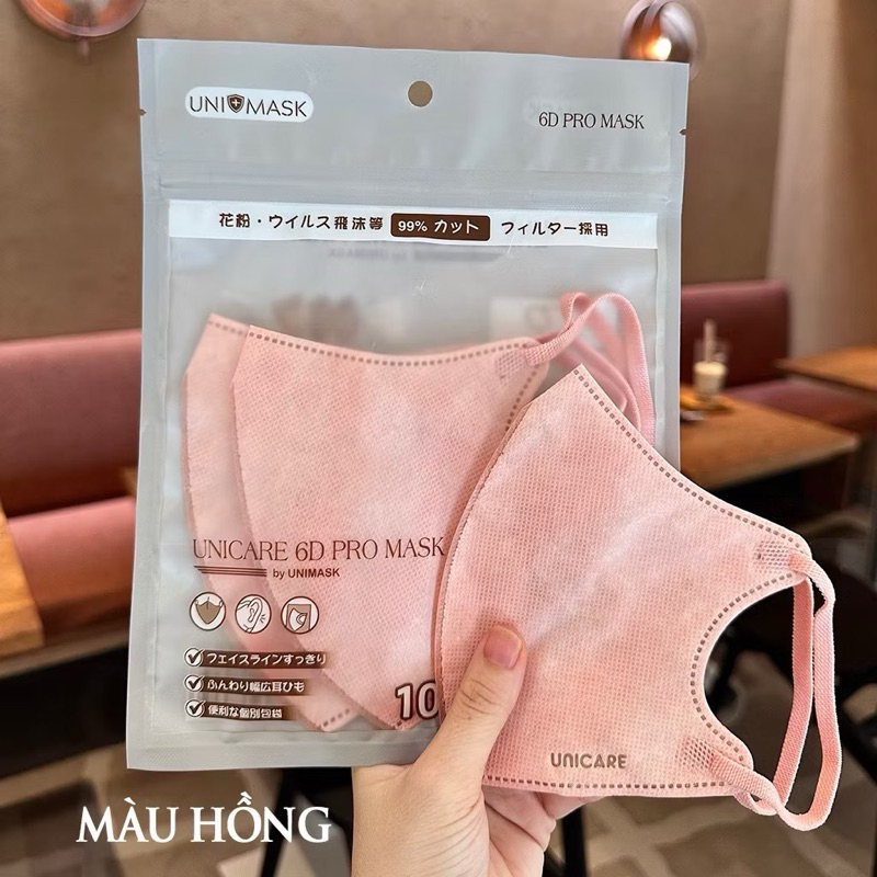 UNICARE Combo 100 Chiếc Khẩu trang UNICARE 6D ProMask Kháng Khuẩn Quai Chun Mềm Mại ,không Đau Tai 3 Lớp Kháng Khuẩn
