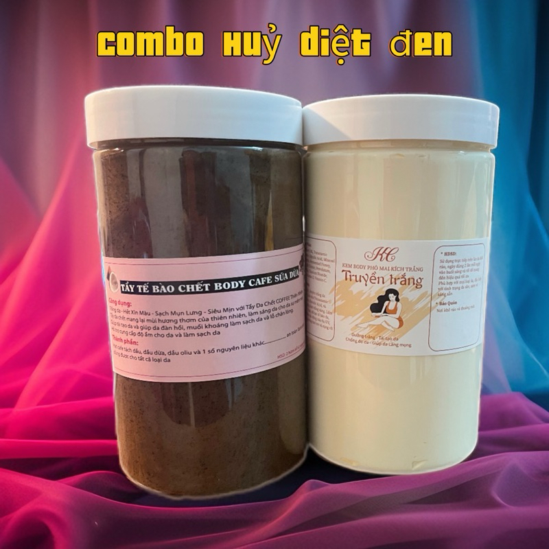 Combo 1kg Kem Body Dưỡng Trắng Da  + 1kg Tẩy Da Chết Sữa Dừa Giúp Làm Sạch, Nâng Tone Da