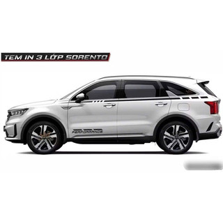 Tem xe ô tô - tem trang trí 2 bên sườn Kia Sorento - tem PVC 3 lớp