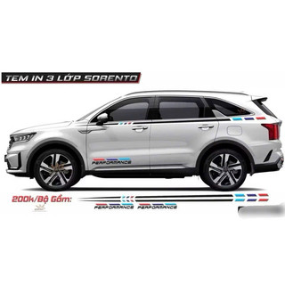 Tem xe ô tô - tem trang trí 2 bên sườn Kia Sorento - tem PVC 3 lớp