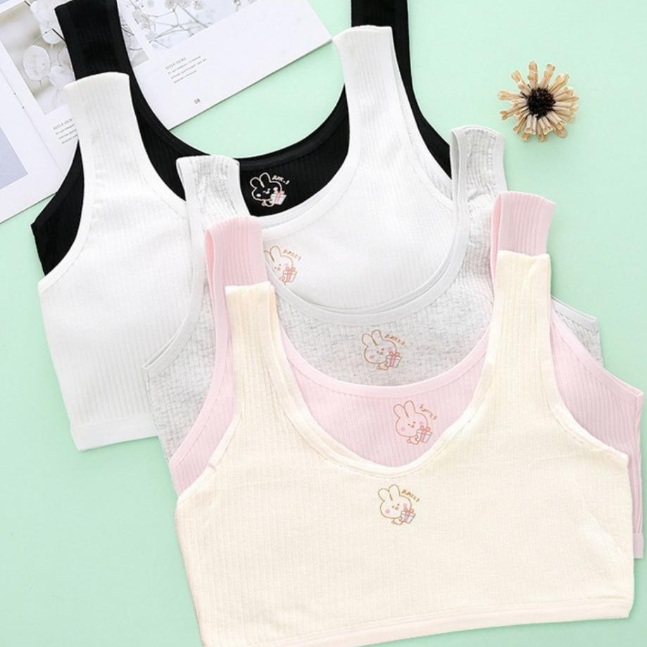 [Deal Shock] Combo 4 Áo Lót Nữ Sinh Cotton Sọc Dáng Croptop - Set 4 Áo Lá Học Sinh 2 Lớp Dày Dặn ZANABRA A8574
