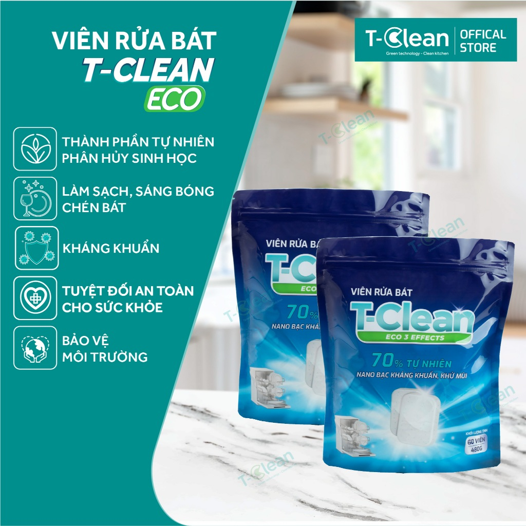 Combo 2 Túi (2*60) viên rửa bát mini TClean (T-lean) cho máy rửa bát ...