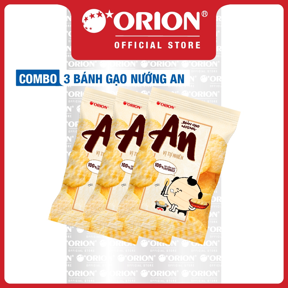 Combo 3 Túi Bánh Gạo Nướng Orion An Vị Tự Nhiên 151,2g/Túi