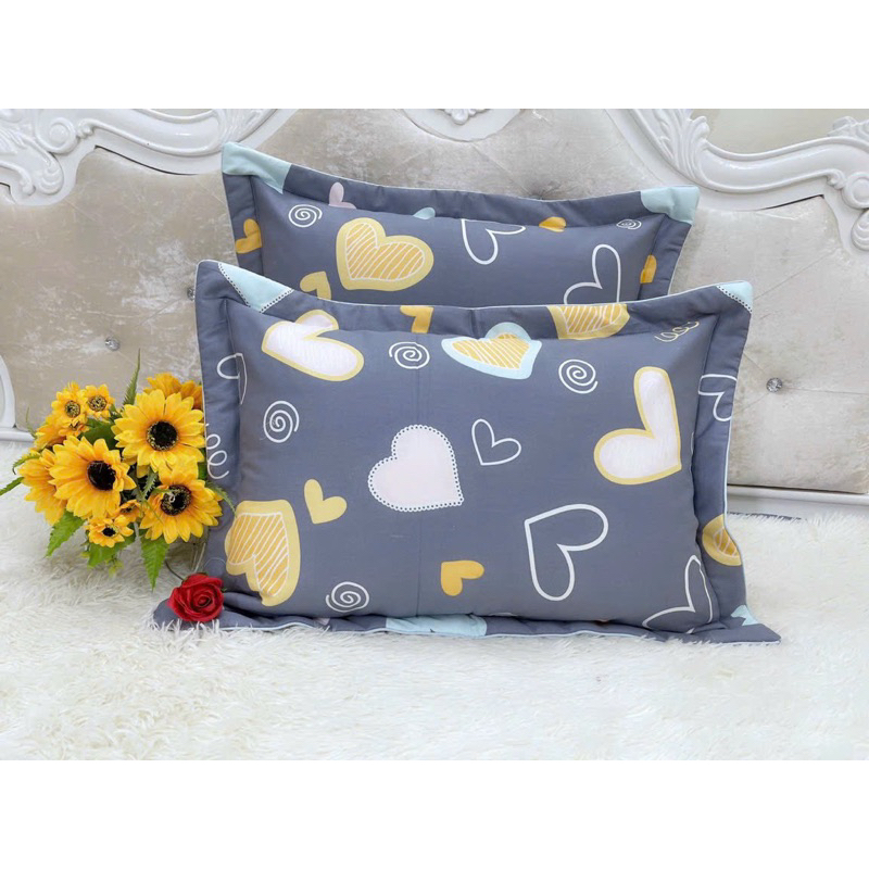 Gối Nằm Cotton 100% 40x60cm, Ruột Bông Trắng Tinh Khiết, Vỏ Cotton 100% Có Khoá Kéo Để Tháo Giặt